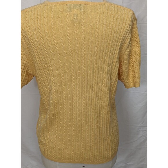 Vintage Pendleton Women's Yellow Short Sleeve Cable Knit Sweater Japan SZ Large - Picture 5 of 8